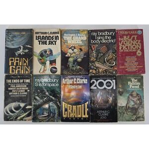 Lot of 10 Vintage Sci-Fi Books Paperback Novels Stories 80s Various Authors